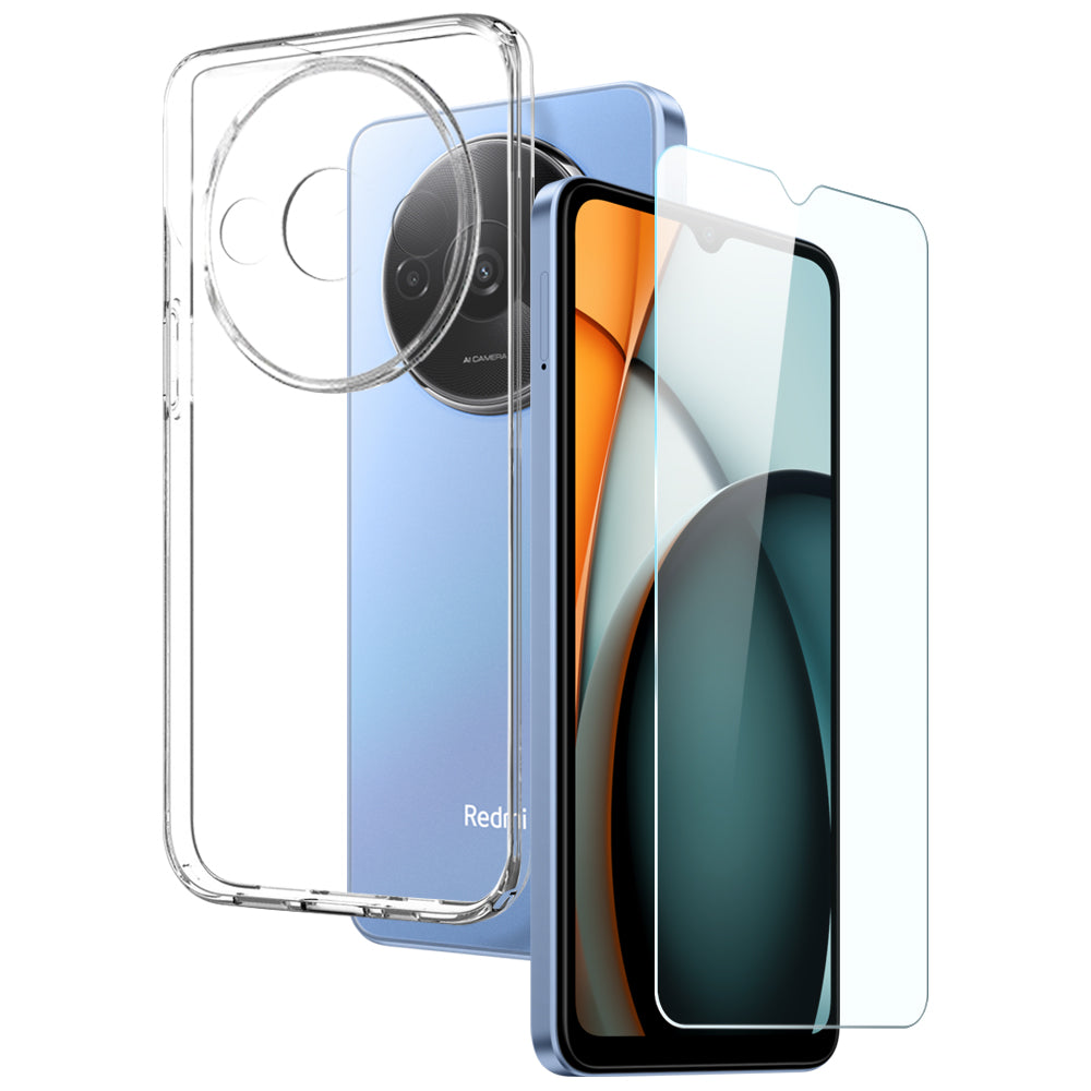 NORTHJO For Xiaomi Redmi A3 / Poco C61 4G Case TPU Shockproof Back Cover with Tempered Glass Film NORTHJO For Xiaomi Redmi A3 / Poco C61 4G Case TPU Shockproof Back Cover with Tempered Glass Film